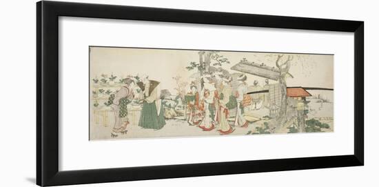 A Group of Young Women Entering the Garden of a Horticulturist-Katsushika Hokusai-Framed Giclee Print