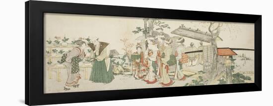 A Group of Young Women Entering the Garden of a Horticulturist-Katsushika Hokusai-Framed Giclee Print