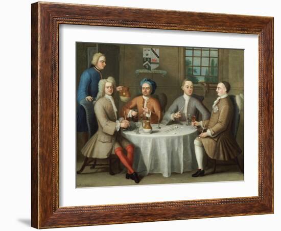 A Group Portrait of Sir Thomas Sebright, Sir John Bland and Two Friends, 1723-Benjamin Ferrers-Framed Giclee Print