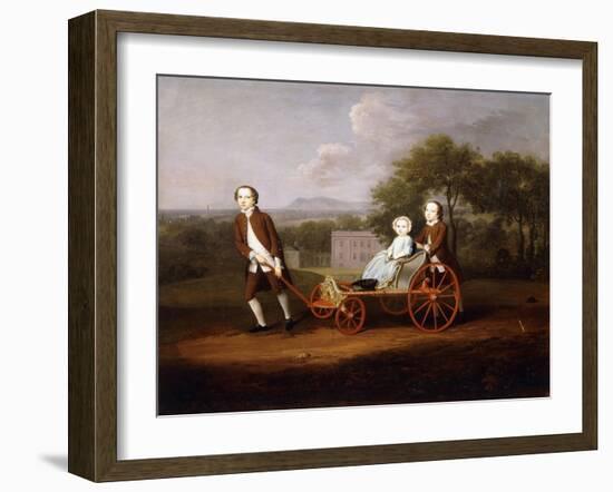 A Group Portrait of Three of the Children of Peter and Mary Du Cane-Arthur Devis-Framed Giclee Print