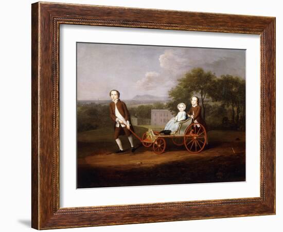 A Group Portrait of Three of the Children of Peter and Mary Du Cane-Arthur Devis-Framed Giclee Print