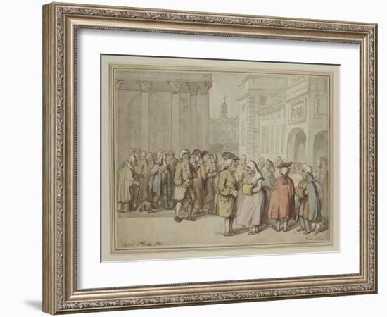 A Group Sketched at Rome (Pen and Reddish-Brown Ink and Watercolour over Indications in Graphite)-Thomas Rowlandson-Framed Giclee Print