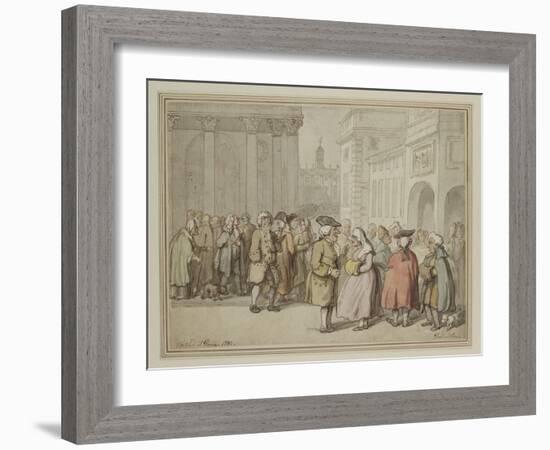 A Group Sketched at Rome (Pen and Reddish-Brown Ink and Watercolour over Indications in Graphite)-Thomas Rowlandson-Framed Giclee Print