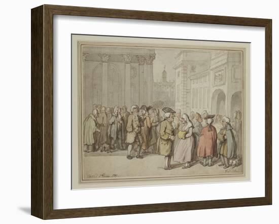 A Group Sketched at Rome (Pen and Reddish-Brown Ink and Watercolour over Indications in Graphite)-Thomas Rowlandson-Framed Giclee Print