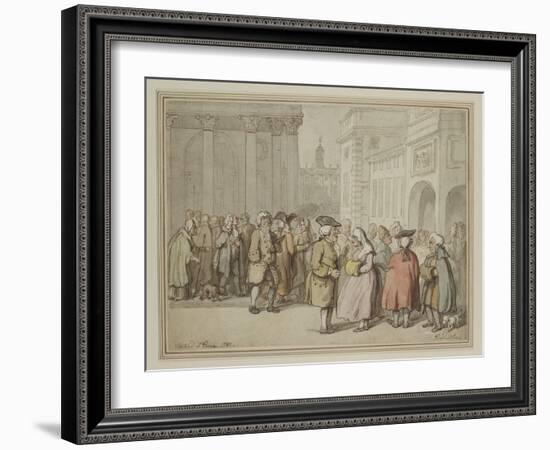 A Group Sketched at Rome (Pen and Reddish-Brown Ink and Watercolour over Indications in Graphite)-Thomas Rowlandson-Framed Giclee Print