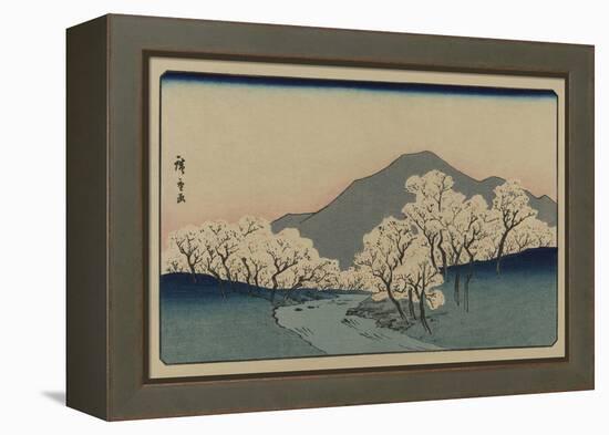 A Grove of Cherry Trees (Sakura Namiki Zu)-Ando Hiroshige-Framed Stretched Canvas