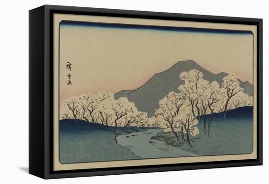 A Grove of Cherry Trees (Sakura Namiki Zu)-Ando Hiroshige-Framed Stretched Canvas