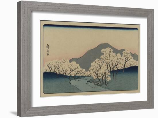 A Grove of Cherry Trees (Sakura Namiki Zu)-Ando Hiroshige-Framed Art Print