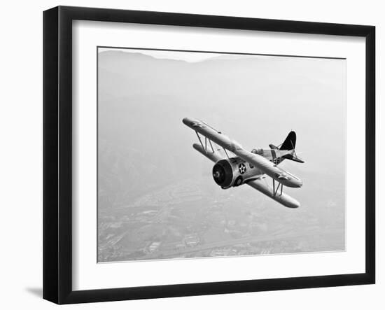 A Grumman F3F Biplane in Flight-Stocktrek Images-Framed Photographic Print