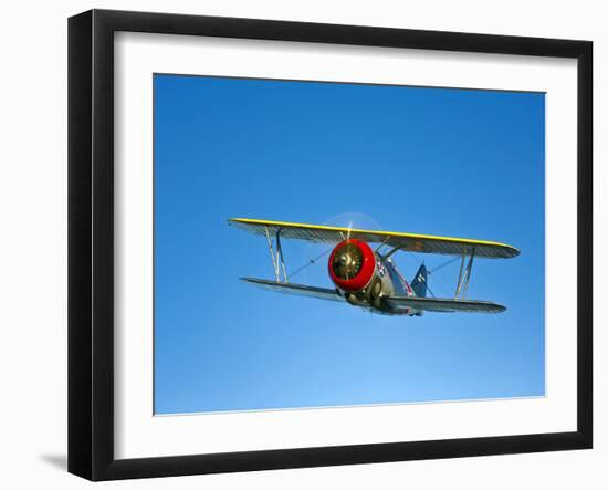 A Grumman F3F Biplane in Flight-Stocktrek Images-Framed Photographic Print