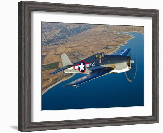 A Grumman F6F Hellcat Fighter Plane in Flight-Stocktrek Images-Framed Photographic Print