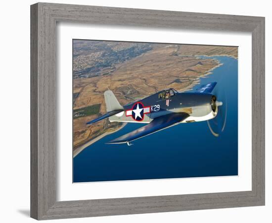 A Grumman F6F Hellcat Fighter Plane in Flight-Stocktrek Images-Framed Photographic Print