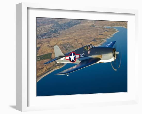 A Grumman F6F Hellcat Fighter Plane in Flight-Stocktrek Images-Framed Photographic Print