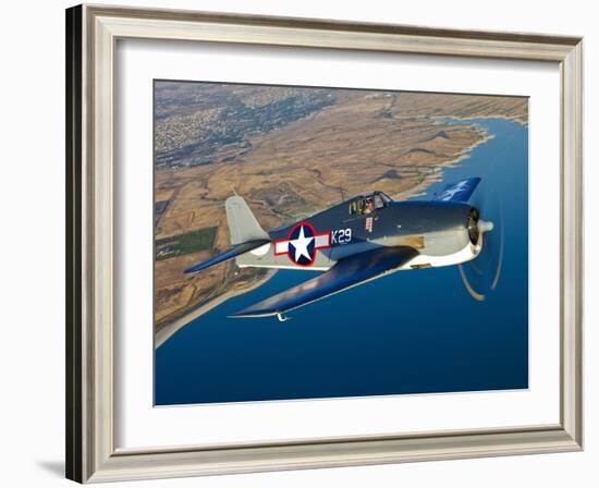 A Grumman F6F Hellcat Fighter Plane in Flight-Stocktrek Images-Framed Photographic Print