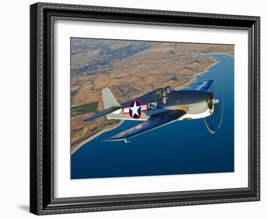 A Grumman F6F Hellcat Fighter Plane in Flight-Stocktrek Images-Framed Photographic Print