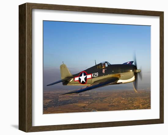 A Grumman F6F Hellcat Fighter Plane in Flight-Stocktrek Images-Framed Photographic Print