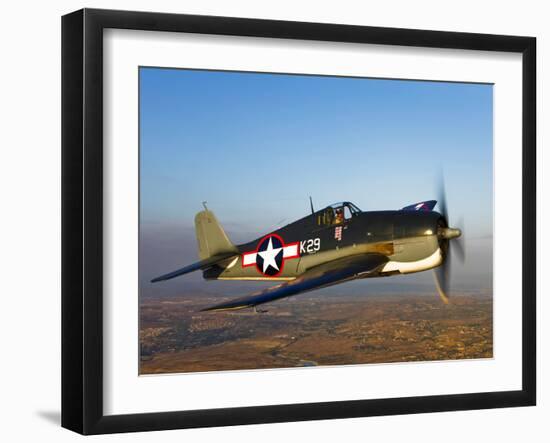 A Grumman F6F Hellcat Fighter Plane in Flight-Stocktrek Images-Framed Photographic Print