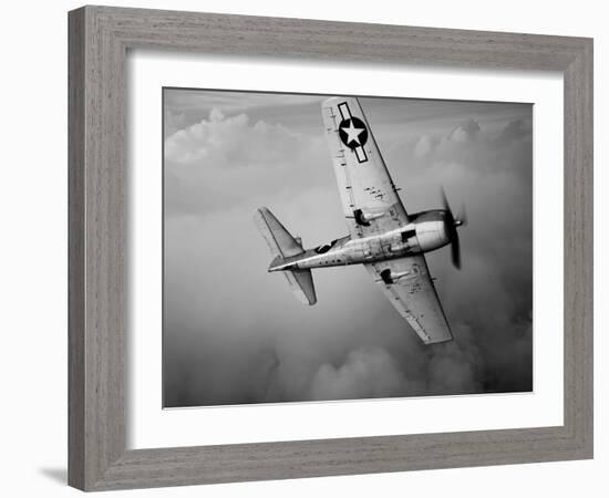 A Grumman F6F Hellcat Fighter Plane in Flight-Stocktrek Images-Framed Photographic Print