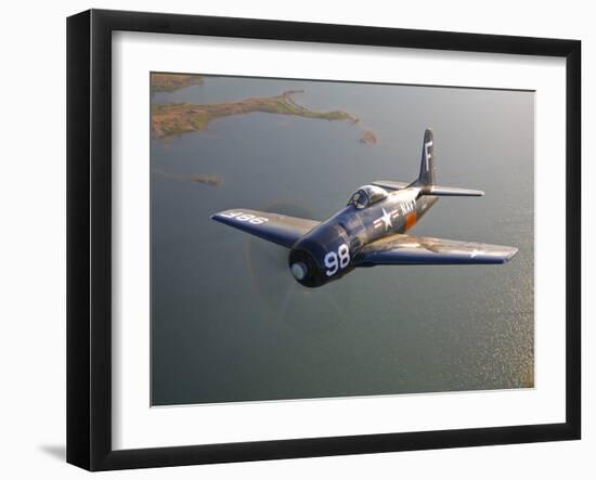 A Grumman F8F Bearcat in Flight-Stocktrek Images-Framed Premium Photographic Print