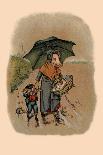 Mother Pig and Sad Little Pig Walking in the Rain-A. Gual-Art Print