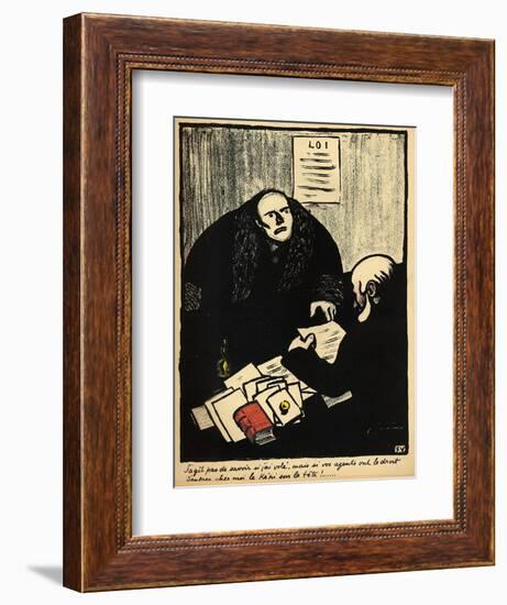 A Guilty Suspect Tries to Raise a Question of Police Procedure-Félix Vallotton-Framed Giclee Print