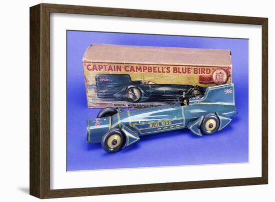 A Gunthermann "Captain Campbell's Bluebird", Clockwork Blue Lithographed Tinplate Car, circa 1931-null-Framed Giclee Print