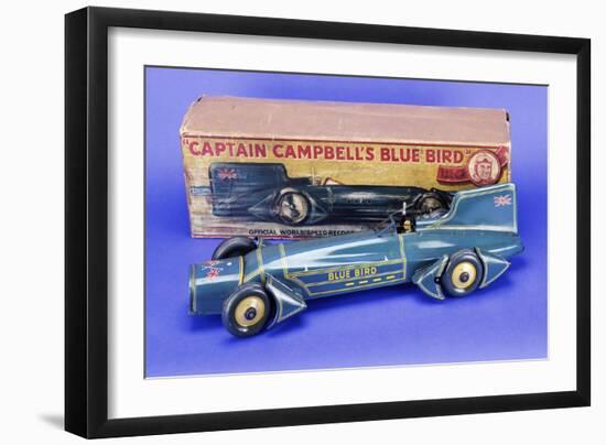 A Gunthermann "Captain Campbell's Bluebird", Clockwork Blue Lithographed Tinplate Car, circa 1931-null-Framed Giclee Print