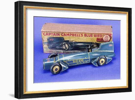 A Gunthermann "Captain Campbell's Bluebird", Clockwork Blue Lithographed Tinplate Car, circa 1931-null-Framed Giclee Print