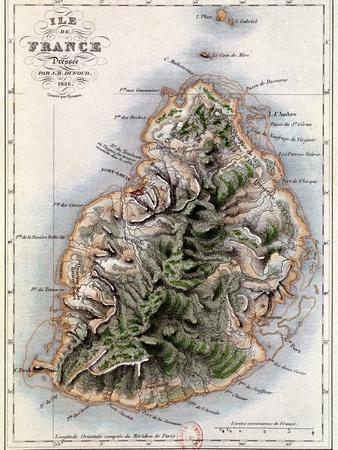 Map of Mauritius, Illustration from "Paul et Virginie" by Henri Bernardin  de Saint-Pierre, 1836' Giclee Print - A.h. Dufour | Art.com