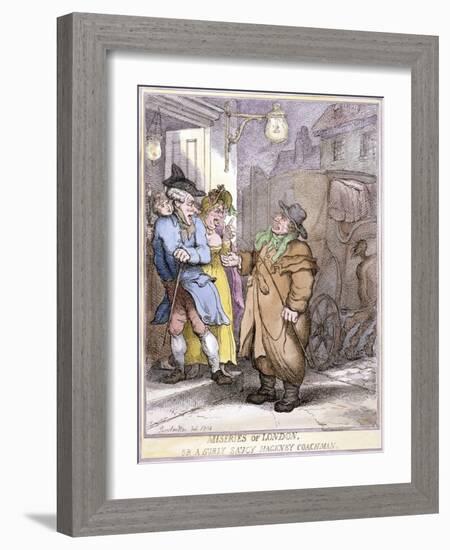 A Hackney Coachman, London, 1814-Thomas Rowlandson-Framed Giclee Print