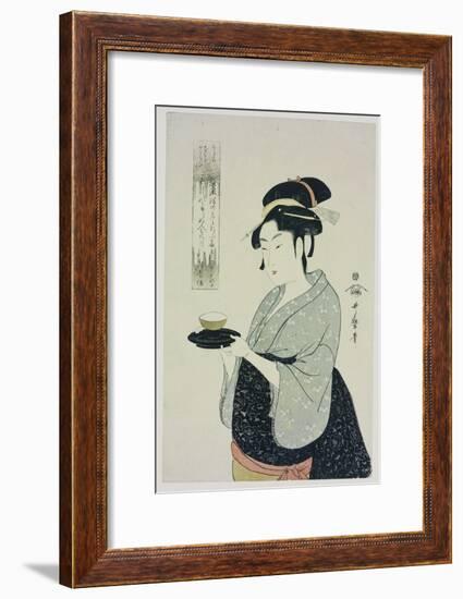 A Half Length Portrait of Naniwaya Okita, Depicting the Famous Teahouse-Kitagawa Utamaro-Framed Giclee Print