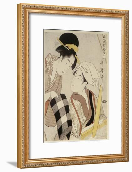 A Half Length Portrait of Two Women, from the Series 'Twelve Forms of Women's Handiwork'-Kitagawa Utamaro-Framed Giclee Print