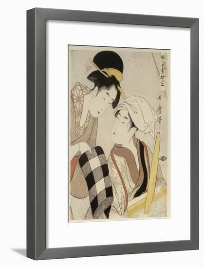 A Half Length Portrait of Two Women, from the Series 'Twelve Forms of Women's Handiwork'-Kitagawa Utamaro-Framed Giclee Print