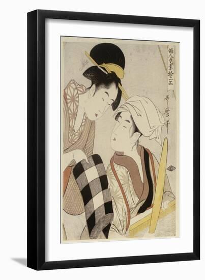 A Half Length Portrait of Two Women, from the Series 'Twelve Forms of Women's Handiwork'-Kitagawa Utamaro-Framed Giclee Print