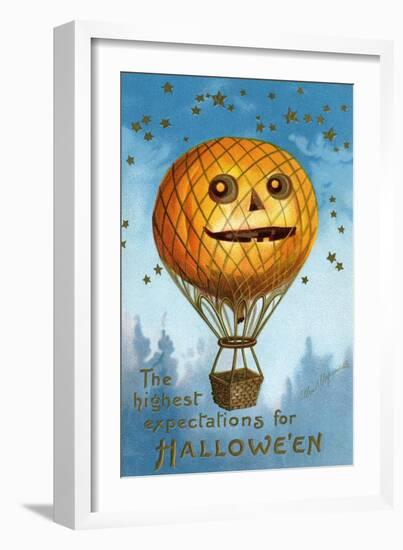 A Halloween Pumpkin Hot Air Balloon, 1909-Ellen Hattie Clapsaddle-Framed Giclee Print