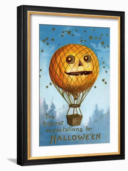 A Halloween Pumpkin Hot Air Balloon, 1909-Ellen Hattie Clapsaddle-Framed Giclee Print