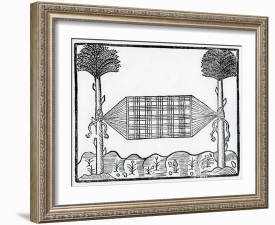 A Hammock from 'La Historia General De Las Indias' 1547-Christopher Columbus-Framed Giclee Print