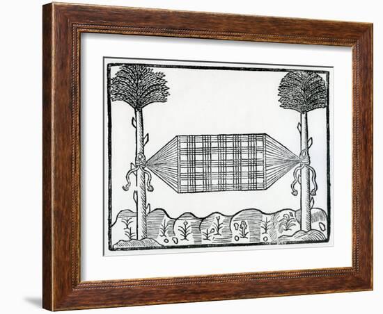 A Hammock from 'La Historia General De Las Indias' 1547-Christopher Columbus-Framed Giclee Print