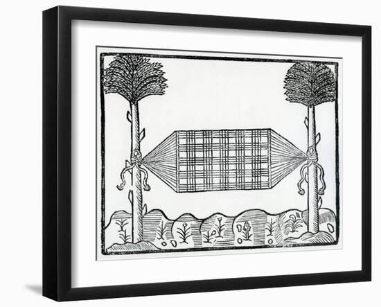 A Hammock from 'La Historia General De Las Indias' 1547-Christopher Columbus-Framed Giclee Print