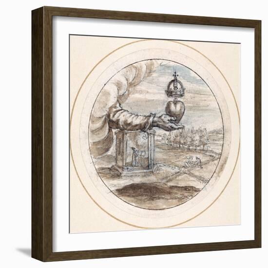 A Hand Supporting a Heart with an Imperial Crown-Crispin I De Passe-Framed Giclee Print