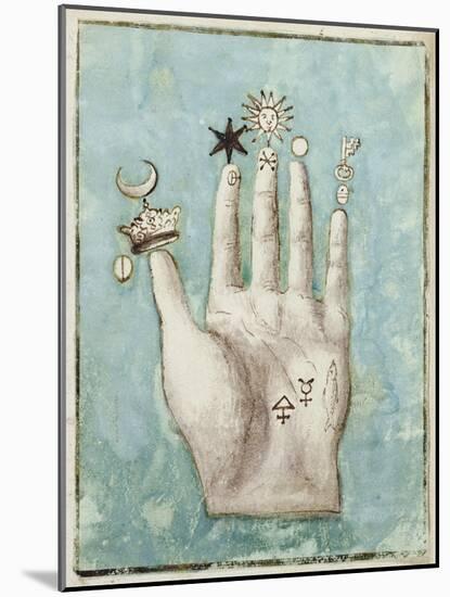 A Hand with Alchemical Symbols Against the Fingers, First Half of the 17th Century-null-Mounted Giclee Print