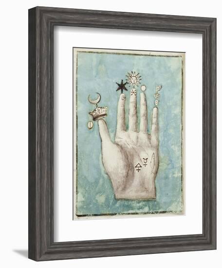 A Hand with Alchemical Symbols Against the Fingers, First Half of the 17th Century-null-Framed Giclee Print