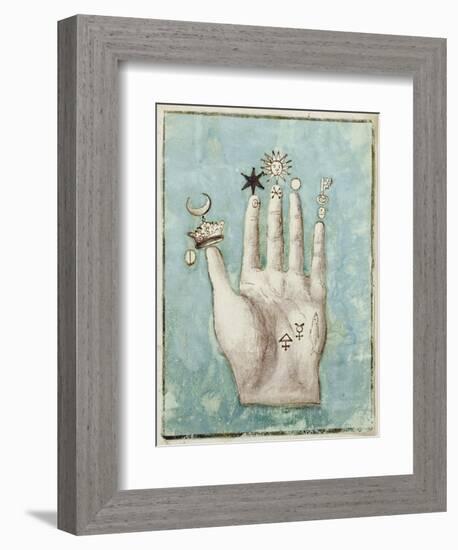 A Hand with Alchemical Symbols Against the Fingers, First Half of the 17th Century--Framed Giclee Print