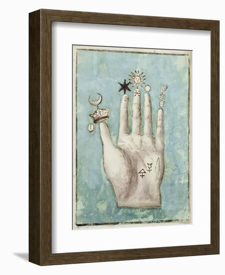 A Hand with Alchemical Symbols Against the Fingers, First Half of the 17th Century--Framed Giclee Print