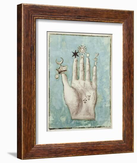 A Hand with Alchemical Symbols Against the Fingers, First Half of the 17th Century-null-Framed Giclee Print