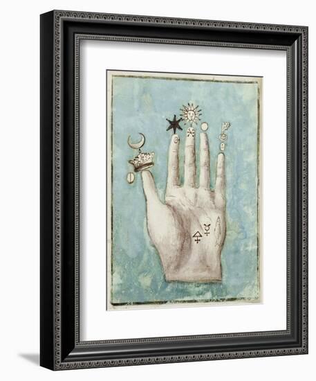 A Hand with Alchemical Symbols Against the Fingers, First Half of the 17th Century-null-Framed Giclee Print