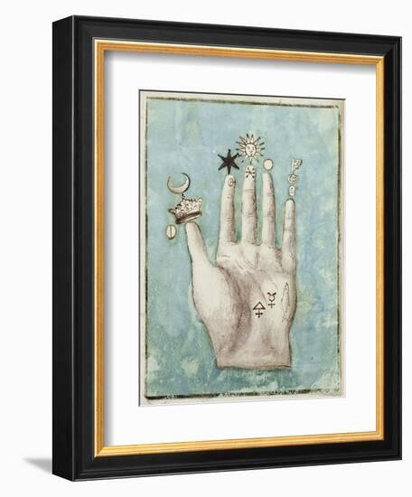 A Hand with Alchemical Symbols Against the Fingers, First Half of the 17th Century-null-Framed Giclee Print