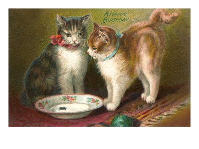 A Happy Birthday Cats With Milk Art Print Art Com