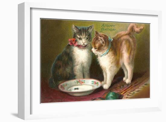 A Happy Birthday, Cats with Milk-null-Framed Art Print