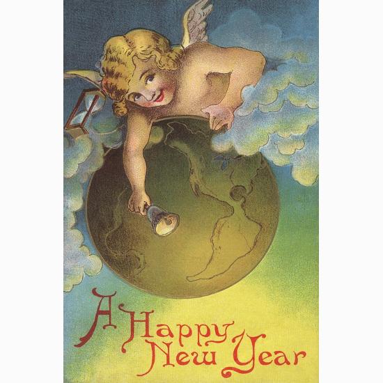 Premium Giclee Print: A Happy New Year Postcard: 30x20in